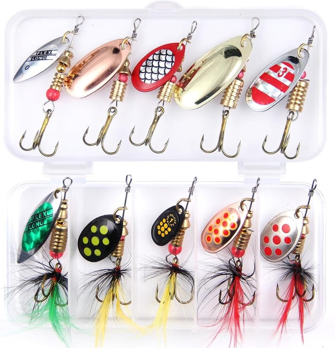 Vis Lokaas Set - Spinner Aas - Vissen Vangen - Levendige Kleuren - 10 Stuks - Gemengd