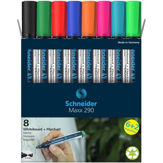 Schneider Schreibgeräte Whiteboard-Marker Maxx 290 8er Set sortiert, 6+2 Aktion 129098 Whiteboardmarker 8 stuk(s)