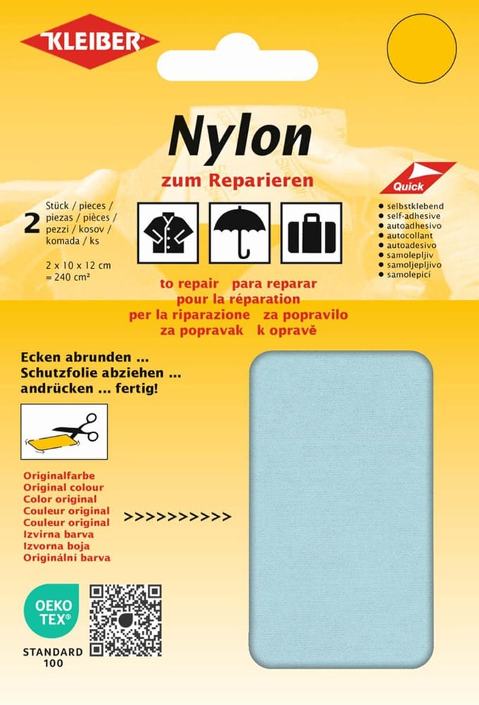 Zelfklevende nylon-reparatiestukken, ijsblauw
