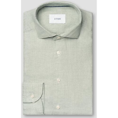 Eton Overhemd Airy Soft Touch Garment Washed Linnen Twill Groen / male