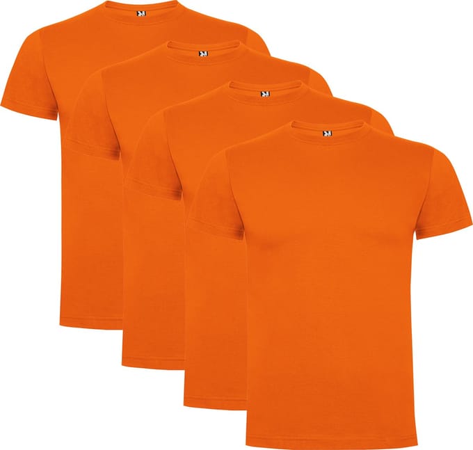 4 Pack Oranje t-shirts Roly Dogo Premium Kids 4 jaar 98 - 104