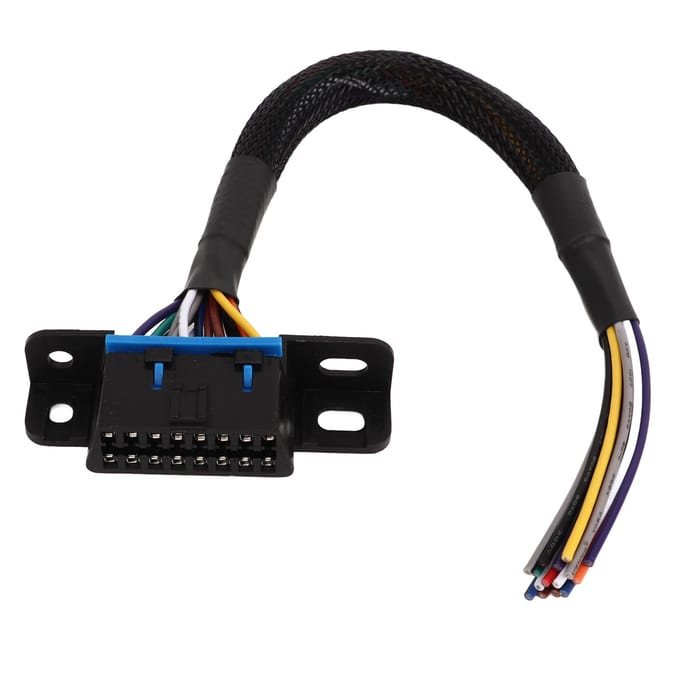 Câble OBD2 femelle vers ouvert 16 broches, robuste et résistant à l'usure, faisceau de câbles fixe en queue de cochon pour tableau de bord black