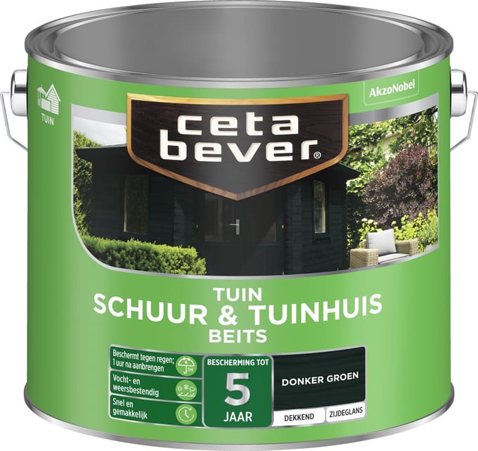 Cetabever - Tuinbeits Schuur & Tuinhuis Dekkend - Donkergroen - 2,5 L