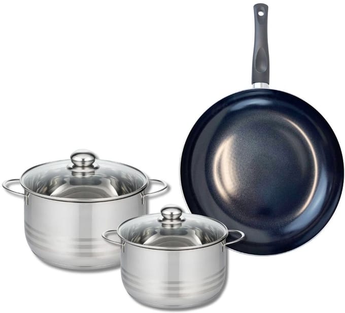 Set van 1 Koekenpan 32 cm en 2 kookpotten 20 en 24 cm Elo Prima Brillant