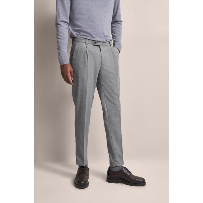 Bugatti Herren Geplooide broek met moderne flanelzachte touch