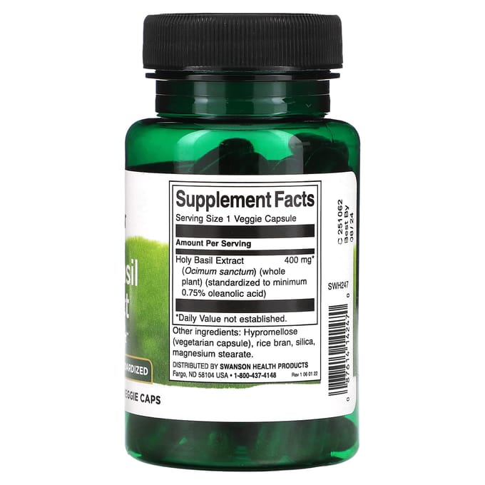 Heilige Basilicum Extract, 400Mg, 60 Plantaardige Capsules