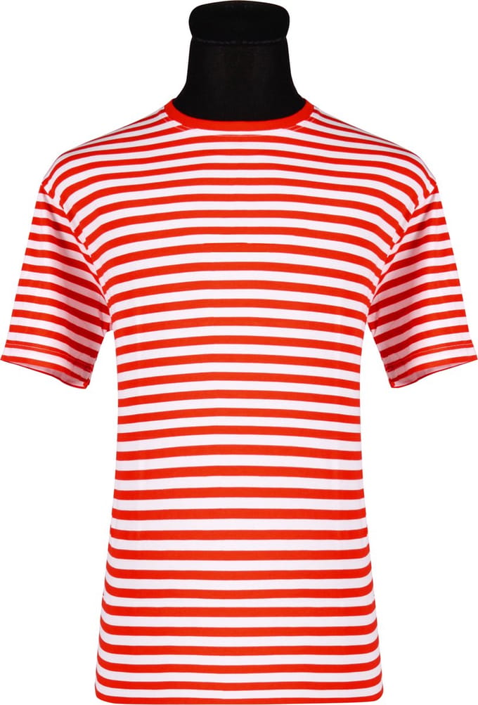 Shirt Gestreept - Unisex - Carnaval - Korte Mouw - Rood-Wit - Maat S