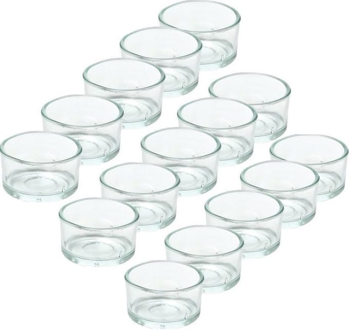 Trend Candles theelichthouder - 15x - glas - transparant - 4x3 cm - waxinelicht
