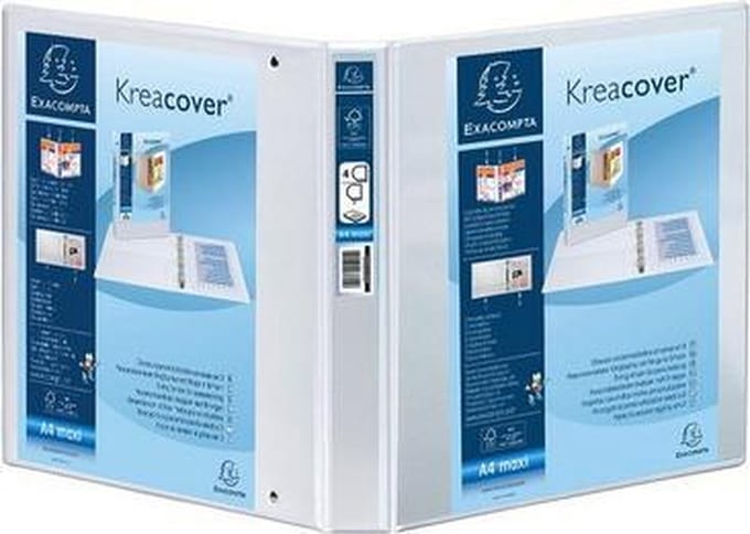Exacompta Kreacover Ringband in PP met 2 D-ringen van 16mm - A4 maxi - Wit - 51820E