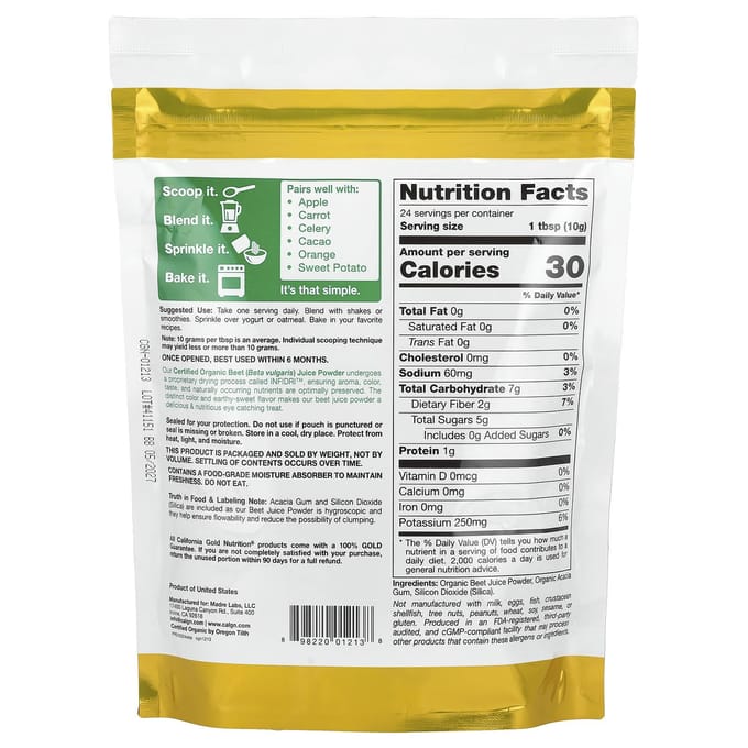 Superfood Biologisch Bietensap Poeder, 240G(8,5 oz)