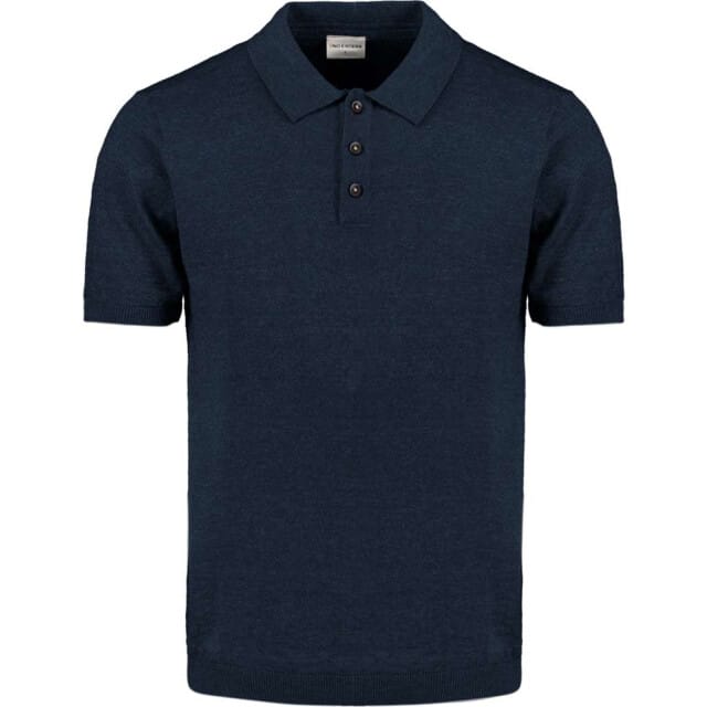 No Excess Pullover Short Sleeve Polo Melange With Linen Deep Blue Größe: XXL | Poloshirts Outlet | Herren | Weiß