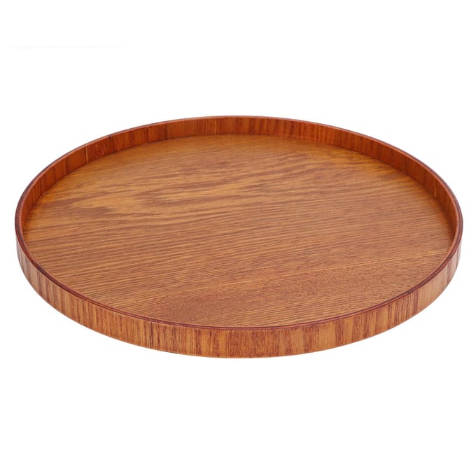 Houten Serveerblad Rond Duurzaam Eenvoudig Elegante Stijl Brede Toepassing Glanzend Oppervlak Stabiel 21cm brown