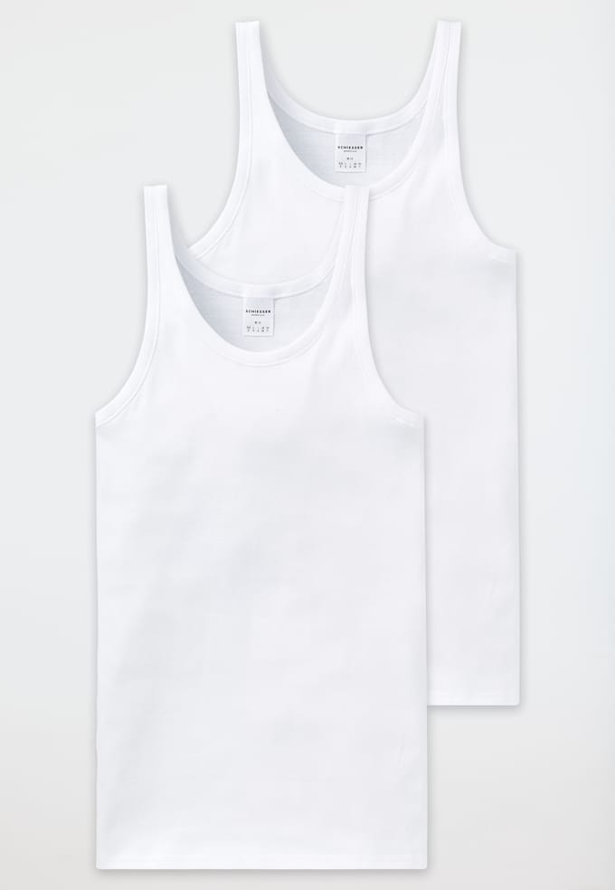 SCHIESSER Cotton Essentials Feinripp singlets (2-pack) - wit