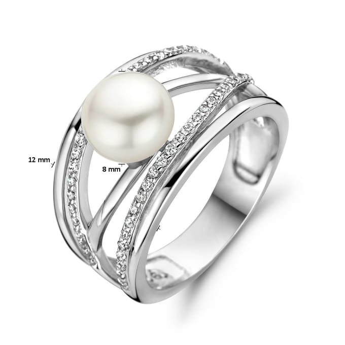 Gerhodineerd Zilver Ring Parel 1336774