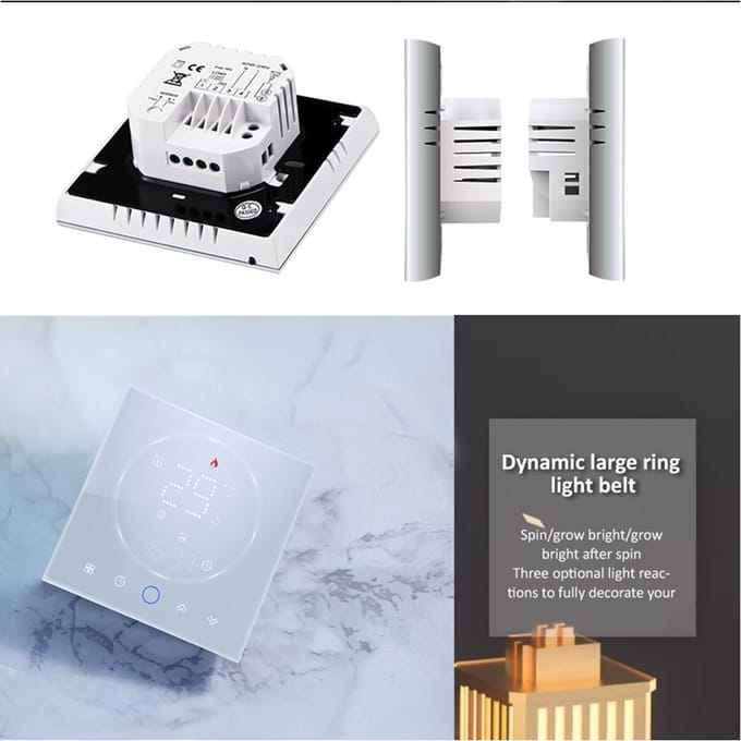 Slimme thermostaat 16A Digitaal programmeerbaar LED-display Vloerverwarmingstemperatuurregelaar Electric Heating wit