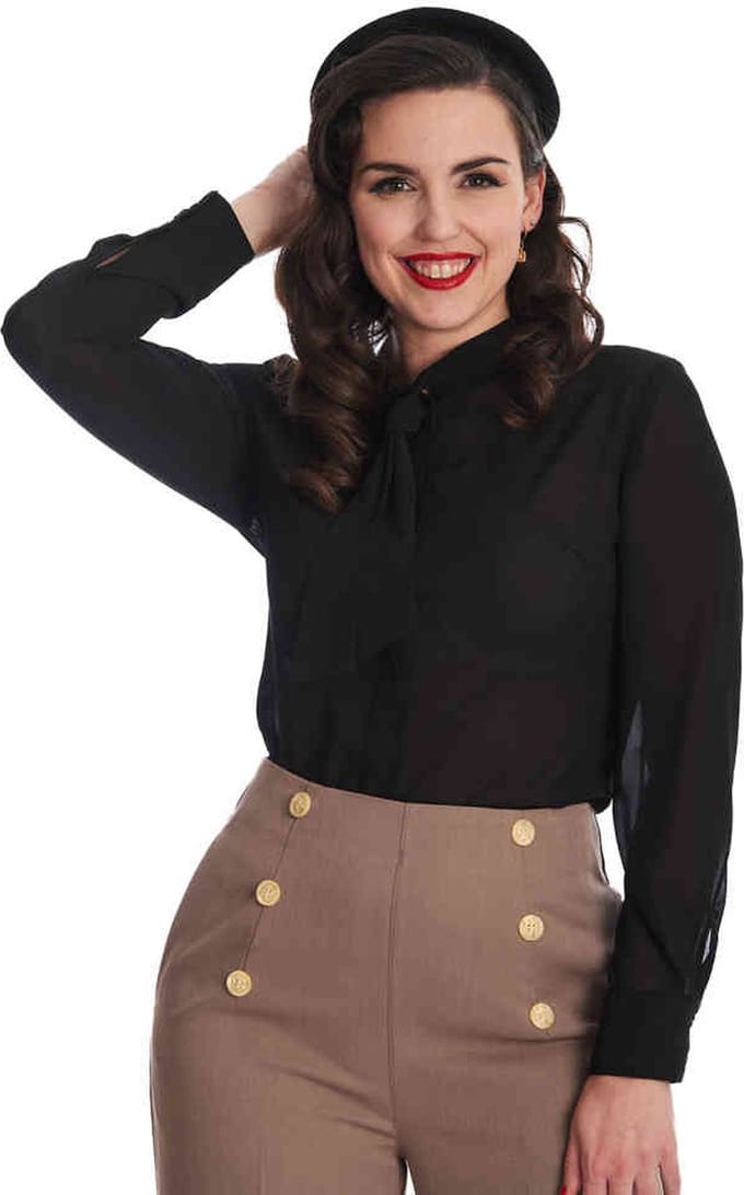 Banned - Pussybow Please Blouse - M - Zwart