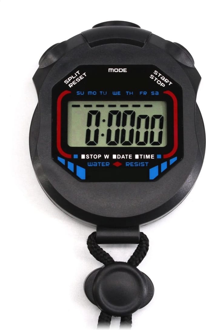 Demtex - Stopwatch - Hardlopen - Sport - Water Bestendig -Timer | Zwart