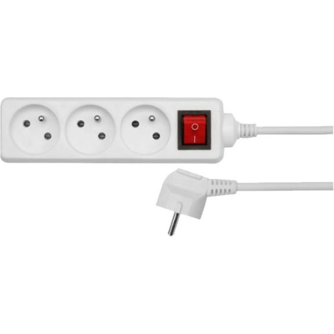AWTools - Binnenhuis Verlengkabel - 5 Stopcontacten - 3m - Geaard - Schakelaar