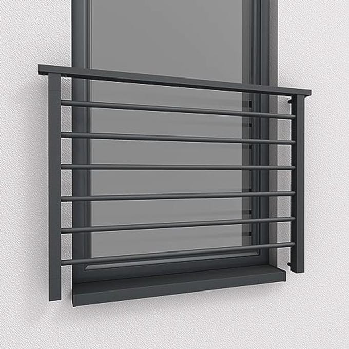 Frans Balkon Aluminium Staafhekwerk Antraciet Kleur Mat (120x100cm)
