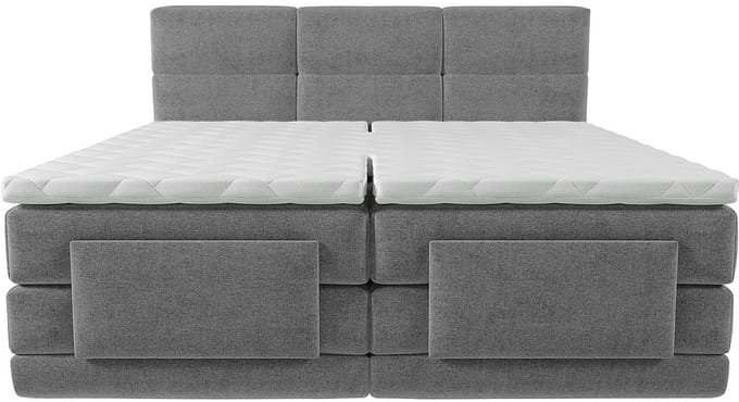Vente-unique Boxspringbed stof lichtgrijs 2 x 90 x 200 cm