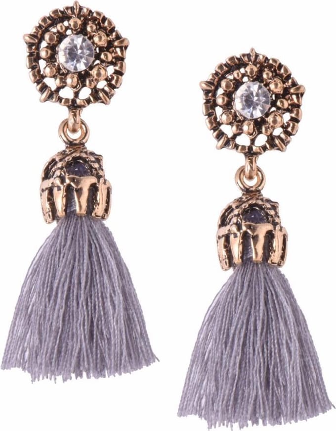 Fako Bijoux® - Oorbellen - Kwastjes - Kristal - Grijs