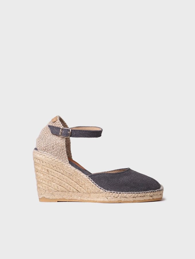 Espadrille met sleehak voor dames van linnen en katoen | PIPER-GY
