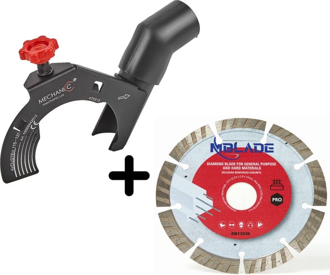 Set, Diamantschijf 1A1RSS 125 TECHNIC ADVANCED + AirDuster universele stofafzuiging voor haakse slijpers 115 - 125mm