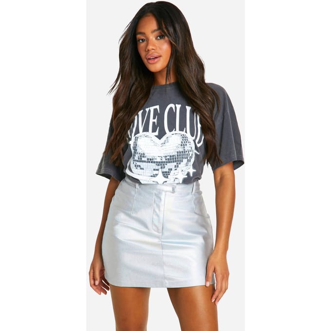 boohoo Dames High Waisted Iridescent Mini Skirt | Zilver | Maat: 34