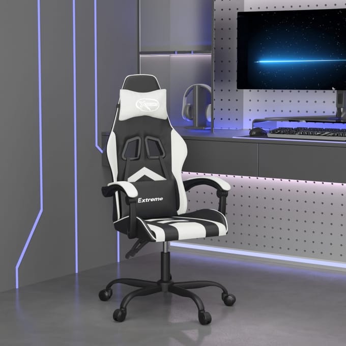 vidaXL - Gamestoel - draaibaar - kunstleer - zwart - en - wit