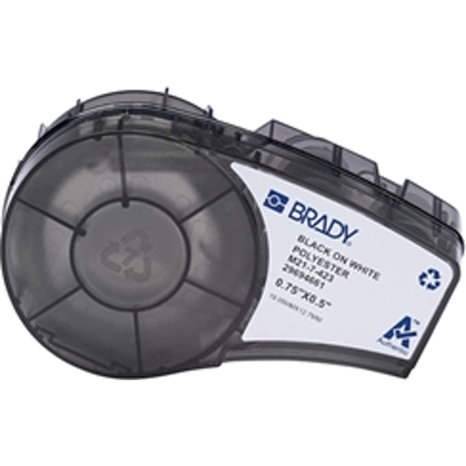 Brady M21-7-423 tape polyester zwart op wit 19,05 mm x 12,70 mm (origineel)