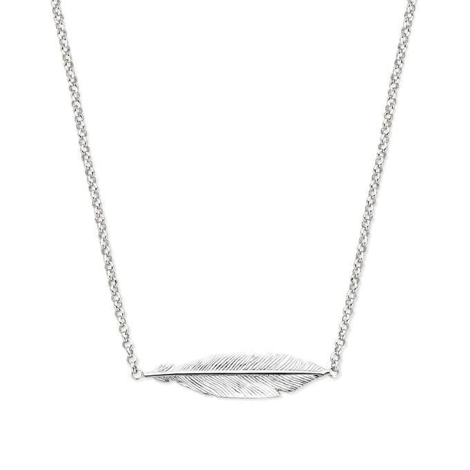 zilver gerhodineerd collier veer 40,5 + 3 cm 1337222