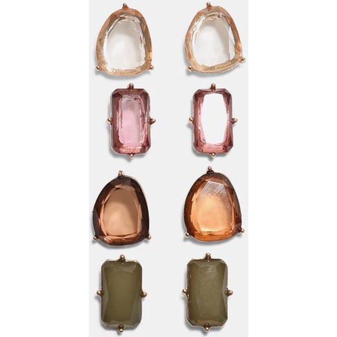 Stradivarius Set van 4 stud-oorbellen met steentjes  Goud OS