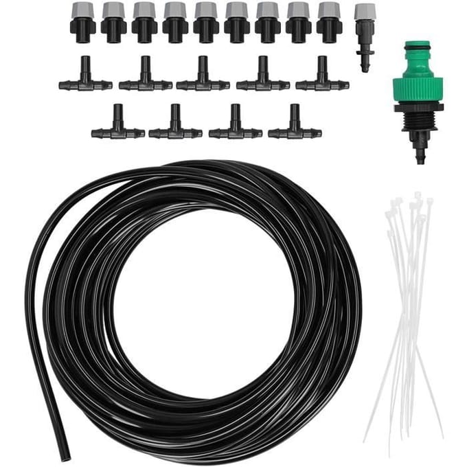 Kit de Système de Refroidissement par Brumisation d'Eau de Jardin - Automatique - 10m - 4/7 Tube