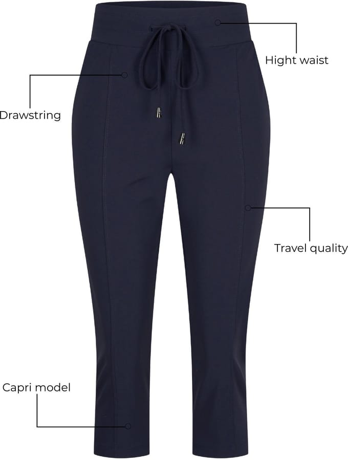 Mi Piace Travel Broek Capri Dames - Navy - Maat S/36 - 202082
