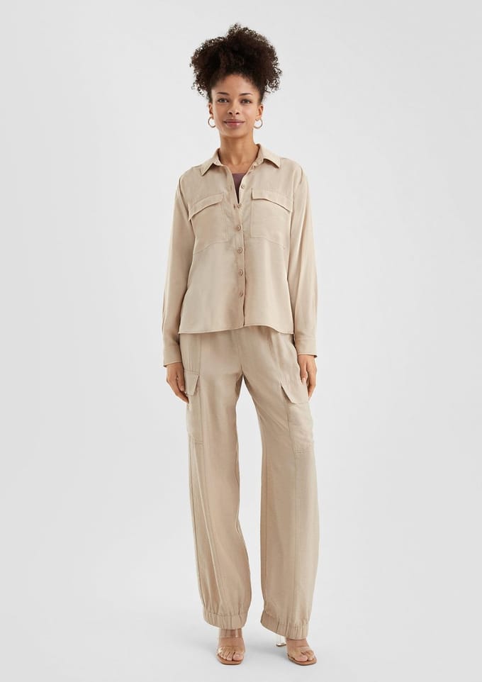 Q/S designed by - Dames broek - Maat 36 - Vrouwen - Bruin - zak voering