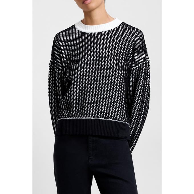 French Connection Jullie Ls Crew Neck Jumper Blackout Winter Whit Taglia: M | Maglioni a maglia Outlet | Donna | Nero