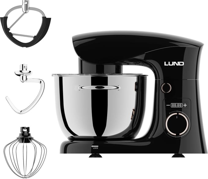 LUND 67813 Planetaire Keukenmachine met Timer - 1500W - 5L RVS Kom - Luxe Design met LED-Display