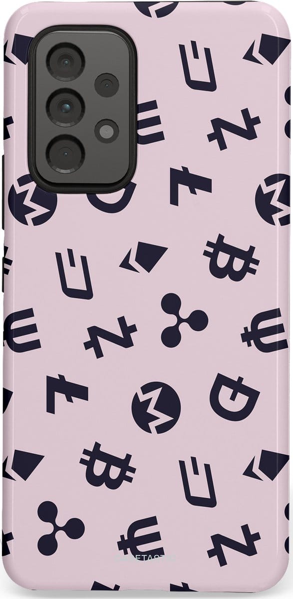 Casetastic hoesje geschikt voor Samsung Galaxy A53 (2022) 5G - Dubbellaagse bescherming - Crypto flow - Fashion Case - Lichtgrijs Donkergrijs Wit