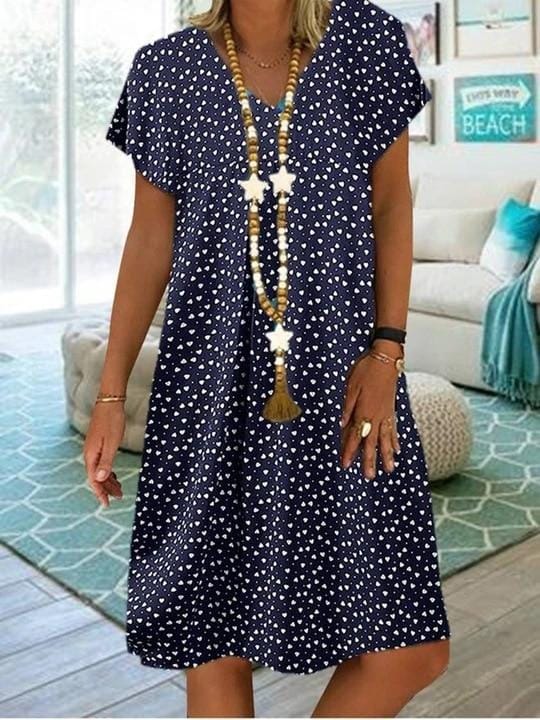 Robe d'été Vintage imprimée à pois, Sexy, col en v, élégante, manches courtes, mode décontractée, Mini robe florale M brown