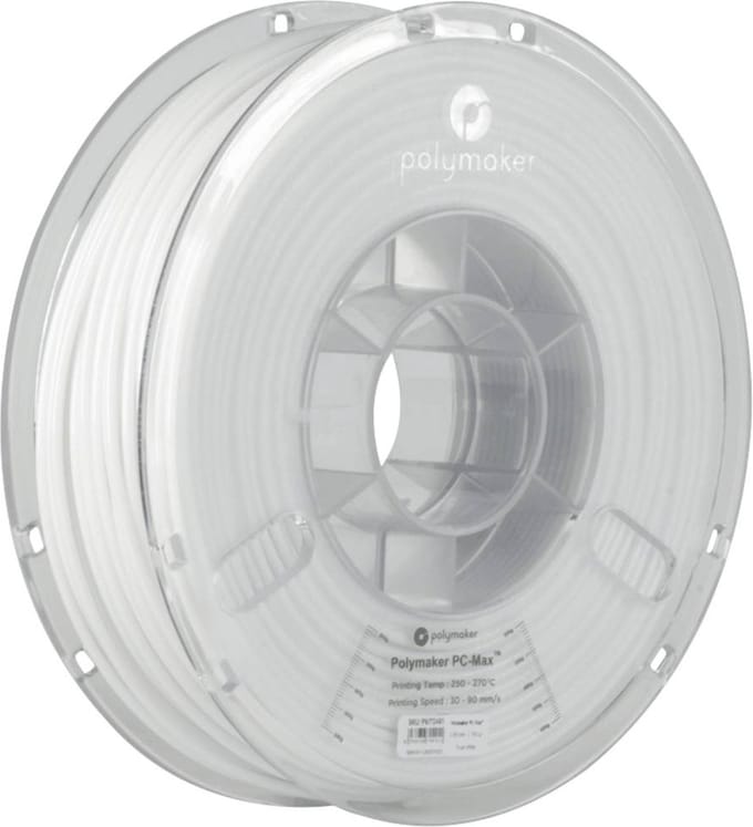 Polymaker PC02002 Polymax Tough Filament PC (polycarbonaat) Hoge stijfheid, Hittebestendig, Slagvast 1.75 mm 750 g Wit 1 stuk(s)