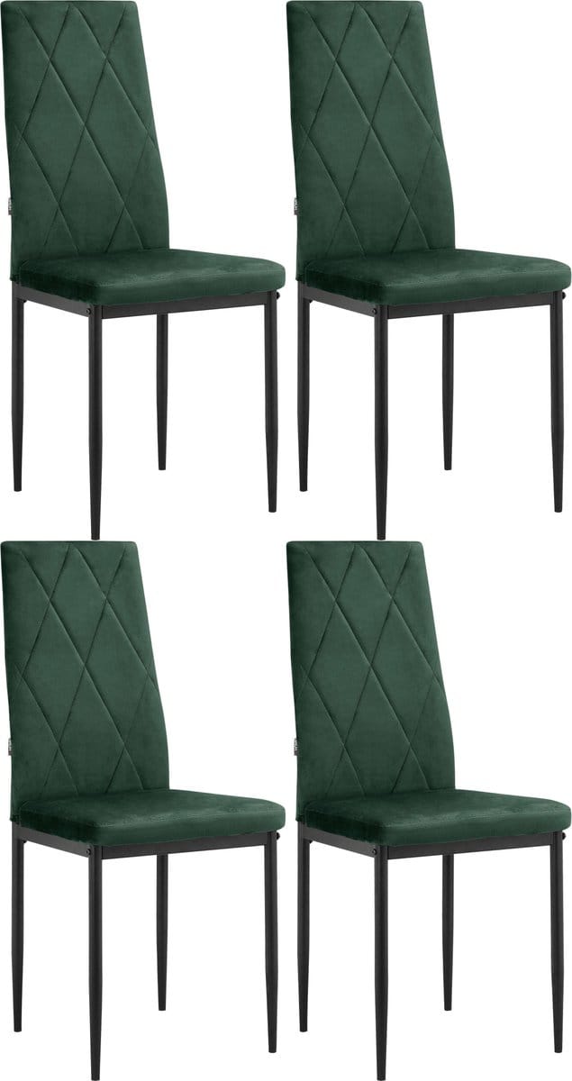 Melly-Eetkamerstoel - Donkergroen - Set van 4