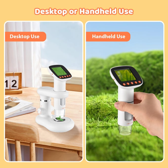 Microscope numérique de bureau pour enfants, avec écran LCD de 2 pouces, 50x-1000x blanc