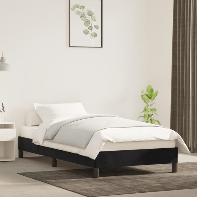 vidaXL - Bedframe - fluweel - zwart - 90x190 - cm