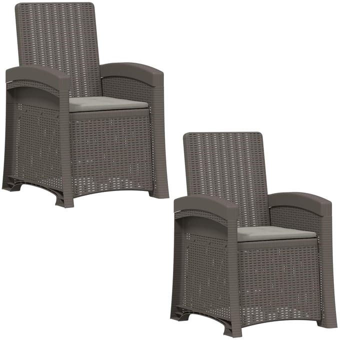 vidaXL - Ligstoel - Rieten - Look - 2 - st - Lichtgrijs - PP