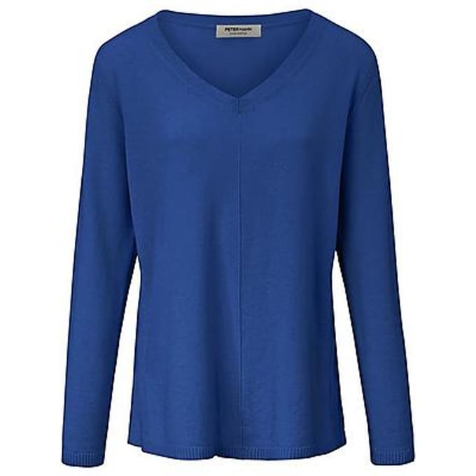 Trui 100% kasjmier V-hals Van Peter Hahn blauw