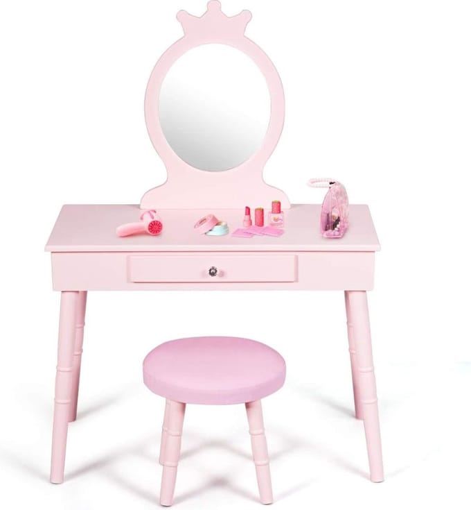 MKSS® Make up Tafel voor Meisjes - Kaptafel - Make up Tafel met Spiegel - Roze