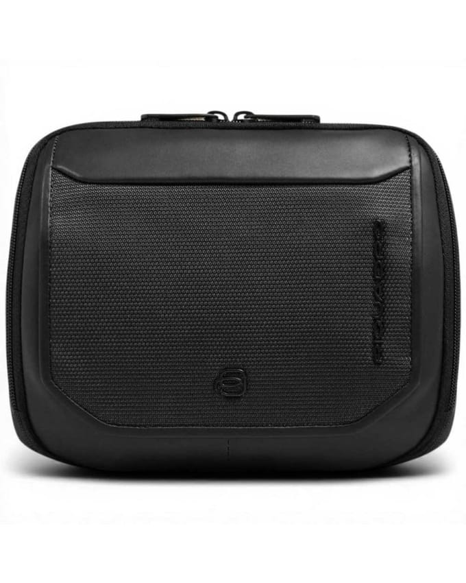 Piquadro Borsello S143 Unisex zwart leer en horizontale stof