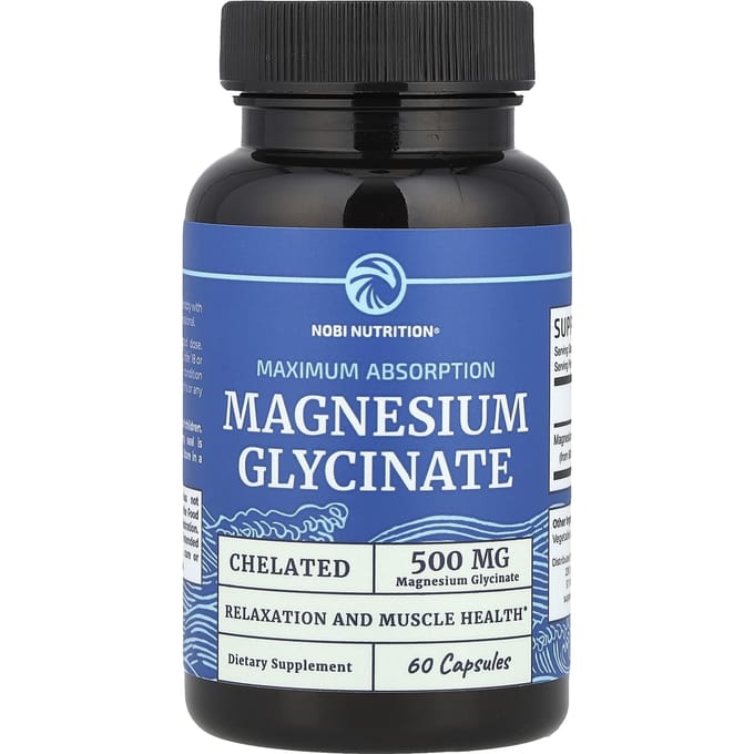 Nobi Nutrition, Magnesiumglycinaat, 60 capsules (250 mg per capsule)