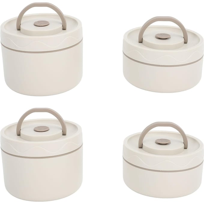 Geïsoleerde Lunchcontainer 304 Roestvrij Staal Luchtdicht Multifunctioneel Draagbaar Rond Thermisch Bento Box met Thermische Tas white