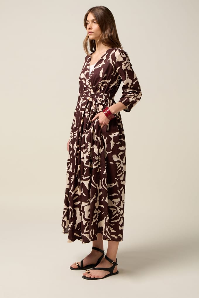 Oltre Patterned Cotton Midi Shirtdress Brown Taglia: 38 | Abiti Midi Outlet | Donna | Marrone
